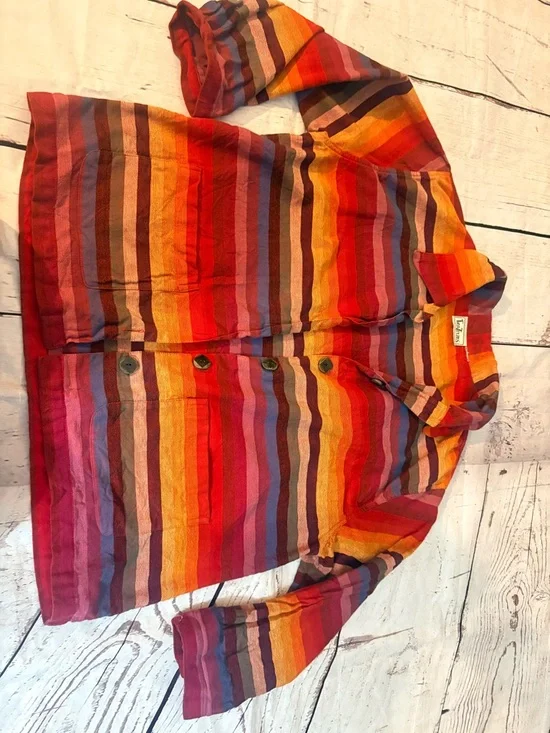 Tantrums Multicolor Striped Button-Front cotton Jacket - Picture 10 of 12